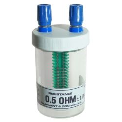 Resistance coil in vial with terminals, 0.5 ohm