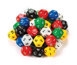 Dice, twelve sided, numbered, jar/40