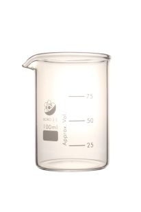 Beaker, Glass, 100ml, Low Form, 12 pieces