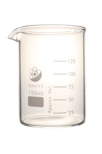 Beaker, Glass, 150ml, Low Form, 12 pieces