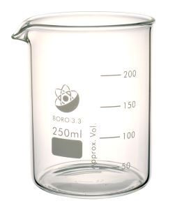 Beaker, Glass, 250ml, Low Form, 12 pieces