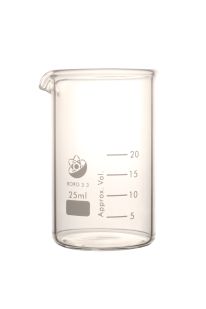 Beaker, Glass, 25ml, Low Form, 12 pieces