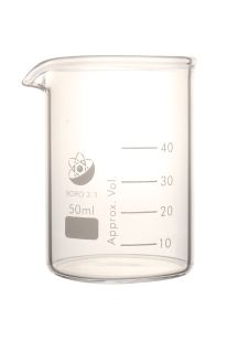 Beaker, Glass, 50ml, Low Form, 12 pieces