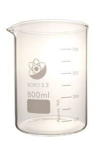 Beaker, Glass, 800ml, Low Form, 6 pieces
