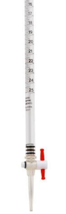 Burette Acrylic with TPX/PTFE Stopcock, 25ml X 0.1ml Grads