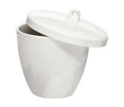 Crucible, porcelain, tall form w/ lid