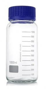 Glass Reagent Bottle, blue screw Cap, wide mouth, 1000ml