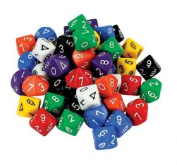 Dice, ten sided, numbered, jar/60