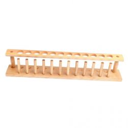 12 Hole Wooden Test Tube Rack, with Drying Pins