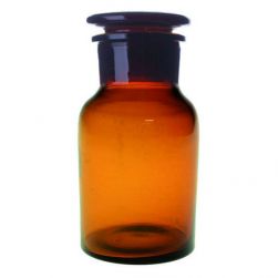 Reagent bottle, amber glass, 125ml, WM, glass stopper