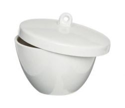 Crucible, porcelain, squat form w/ lid