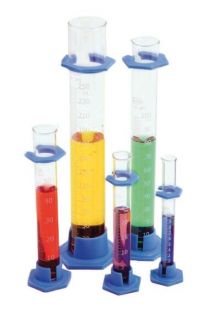 Cylinder, measuring, glass, plastic base