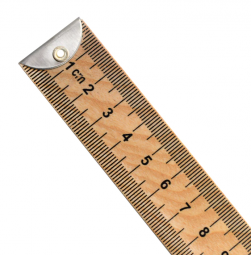 Ruler, metre, wooden, brass ends