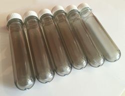 Test tube, plastic with cap, 150 x 30mm, pkt/6