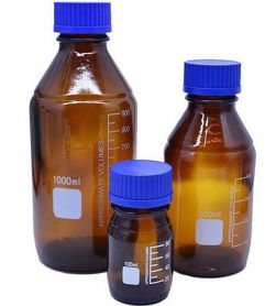 Lab Bottle, Amber Glass, screw cap