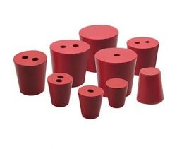 Rubber stoppers, pk/10, bottom 15mm dia, top 18mm dia, height 24mm