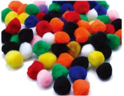 Pom Poms 25mm Assorted 100 Per Bag