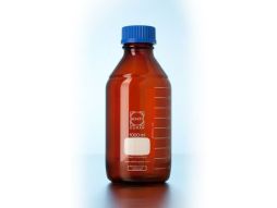 Lab bottle, Schott, amber, with cap & pouring ring