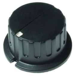 Knobs, plastic, black, 33mm d x 6mm d, large