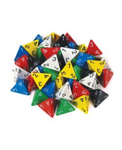 Dice, four sided, numbered, jar/60