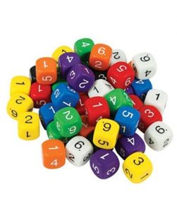 Dice, six sided, numbered, jar/60