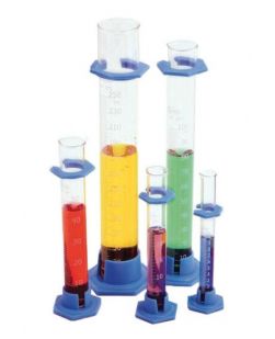Cylinder, measuring, glass, plastic base