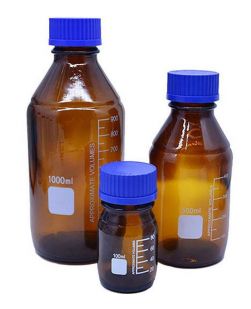 Reagent Bottle, amber glass, screw cap, 100ml 